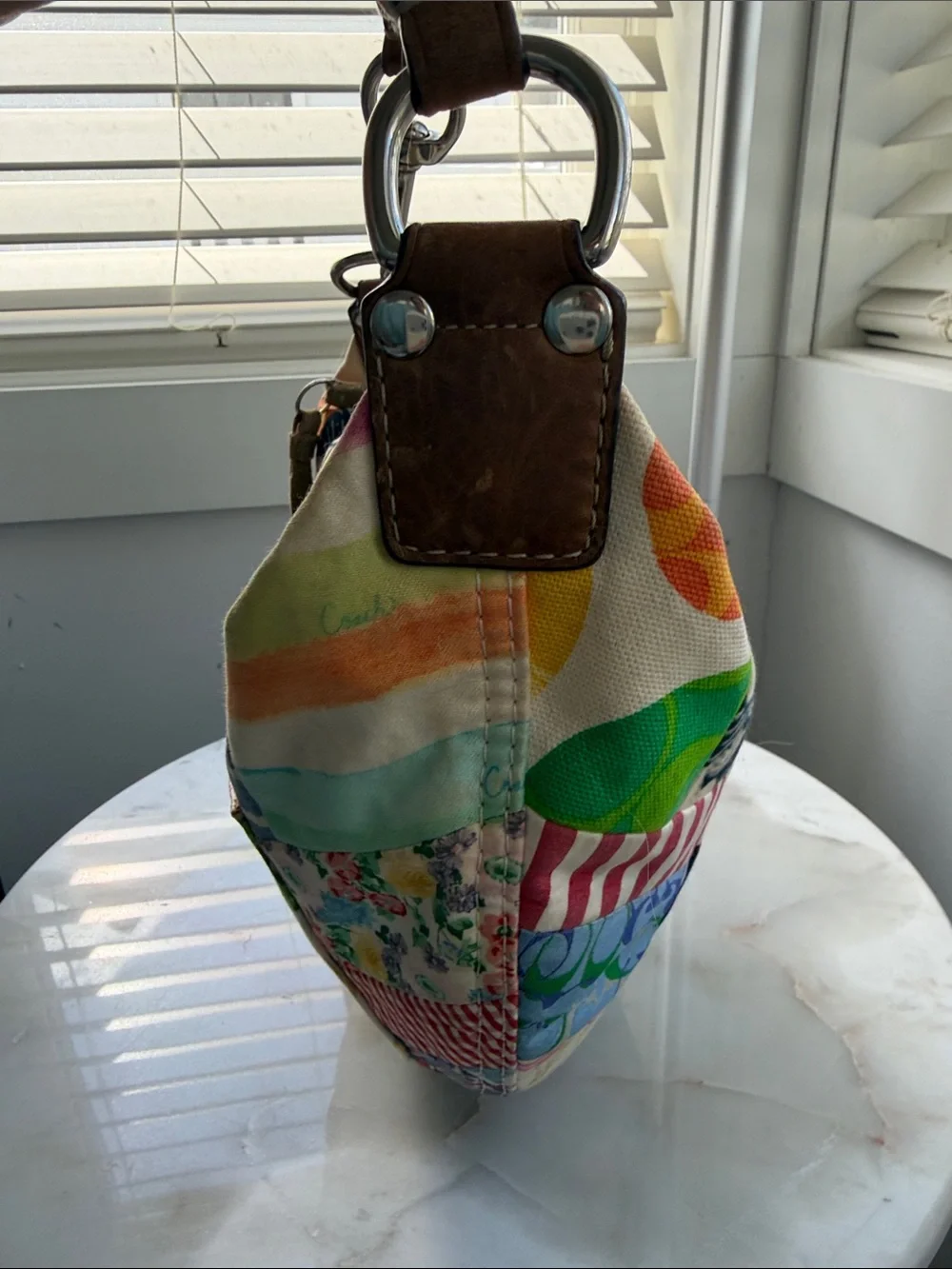Vintage Y2K Coach Hamptons Patchwork Scribble Hobo Bag